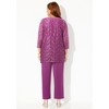 Catherines Women's Plus Size Luna Lace 3-Piece Pant Set - 18 W, Berry Pink - 3 of 4