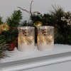 Lumabase 2ct Battery Operated LED Glass Candles with Moving Flame Green Pines - 2 of 4