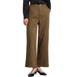 Allegra K Women's Fall Winter Wool Blend High Waist Wide Leg Business Casual Pants - 1 of 4