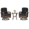 Costway 3 PCS Patio Swivel Rocker Set Gliding Bistro Furniture Set with Tempered Glass Table Beige/Gray/Black - 2 of 4