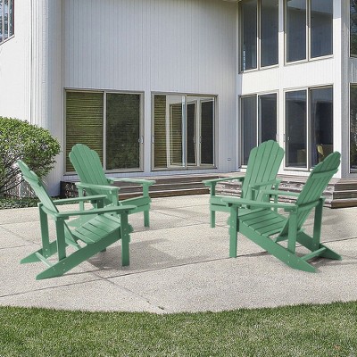 Sonkuki 4-Pack Faux Wood Adirondack Chair with High Back and Wide Seat
