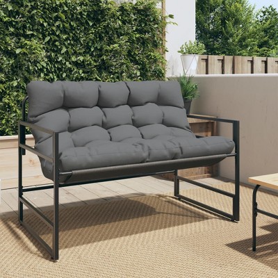 vidaXL Patio Bench with Cushion Anthracite 44.5" Steel