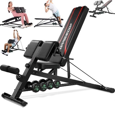 OPPSDECOR 900LBS Adjustable Weight Bench with Hyper Back Extension, Preacher Curl, Roman Chair, All-in-One Ab Sit up Press Workout Bench for Home Gym