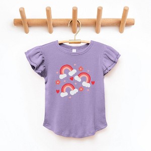 The Juniper Shop Valentine Rainbow Toddler Flutter Sleeve Tee - 1 of 3