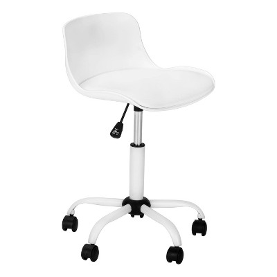 Monarch Specialties Office Chair Adjustable Height Swivel Ergonomic Computer Desk Work Juvenile Metal Pu Leather Look White Contemporary Modern