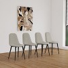 Vynxaria 4 Piece Set Beige/Gray Linen Spoon - Shaped Dining Chairs, Sturdy Black Legs - 2 of 4