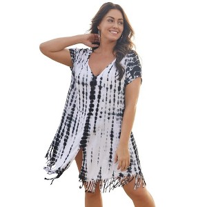 Swimsuits for All Olivia Shibori Cover Up Tunic (Plus Sizes Available) - 1 of 4