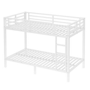 TopComfy Beds Metal Twin XL over Twin XL Bunk Bed Saving Noise Reduced No Box Spring Needed Teens Bed for Bedroom, White, 41.7"*64.6"*74.3" - 1 of 4