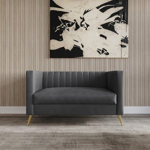 Home Design Weiss Velvet Square Arm Loveseat - 1 of 4