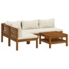 vidaXL Garden Lounge Set Cream Cushions Solid Acacia Wood with an Oil Finish - 2 of 4