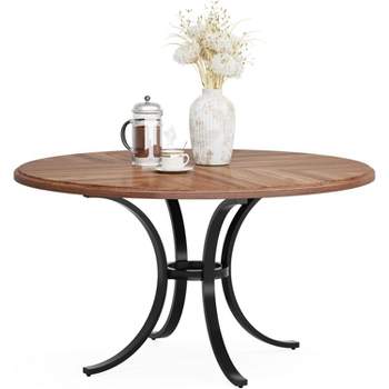 Tribesigns 47" Round Dining Table for 4-6 People, Farmhouse Kitchen Table with Wooden Texture Surface for Dining Room, Living Room
