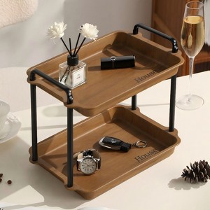 SUGIFT 2-Tier / 3-Tier Stainless Steel & Wood Serving Rack with Handles - 1 of 4