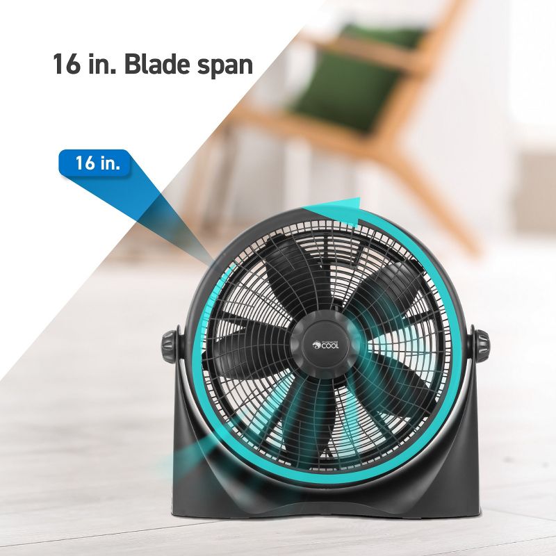 COMMERCIAL COOL High Velocity Floor Fan 16" Blade Span, Black, 5 of 9