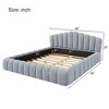 Queen Size Velvet Upholstered Bed Frame Floor Bed with Shell-Shaped Headboard for Bedroom - ModernLuxe - 3 of 4