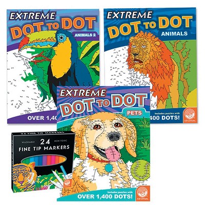 MindWare Extreme Dot To Dot: World Of Dots: Set Of 4 With Free Markers -  Brainteasers