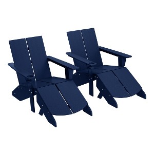 WestinTrends Riviera Outdoor 4-Piece HDPE Modern Adirondack Chairs Set with Folding Patio Ottomans and Cup Holder - 1 of 4