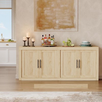 70.8" Sideboard Buffet Cabinet - 4 Doors, Farmhouse Modern Style, Storage, Wood Coffee Bar Media Console for Living/Kitchen/Hallway