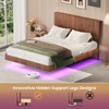 Racxily Walnut Queen floating bedstead, with charging station and LED lights, wavy headboard, with heavy metal Flat noodles - no box springs required. - 4 of 4