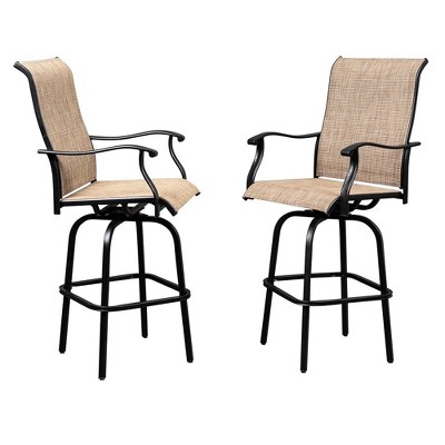 Karl Home | 2 Pcs Metal-framed Outdoor Swivel Bar Stool