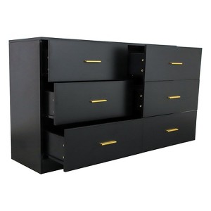 6 Drawer Dresser, Wood Dressers Organizer, Large Capacity Storage Cabinet With Metal Handle - 1 of 4
