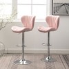 Velvet Upholstered Adjustable Swivel Barstools Set of 2 with Footrest and Chrome Finish for Kitchen or Home Bar - 3 of 4