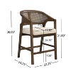 Christopher Knight Home Nat Rubberwood Upholstered Counter Stools with Cane Design Curved Back (Set of 2), Walnut/Beige - 3 of 4