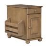 PDTEND Vintage Flip-Top End Table with USB Ports, Drawer, Cup Holders & Bookshelf - 2 of 4