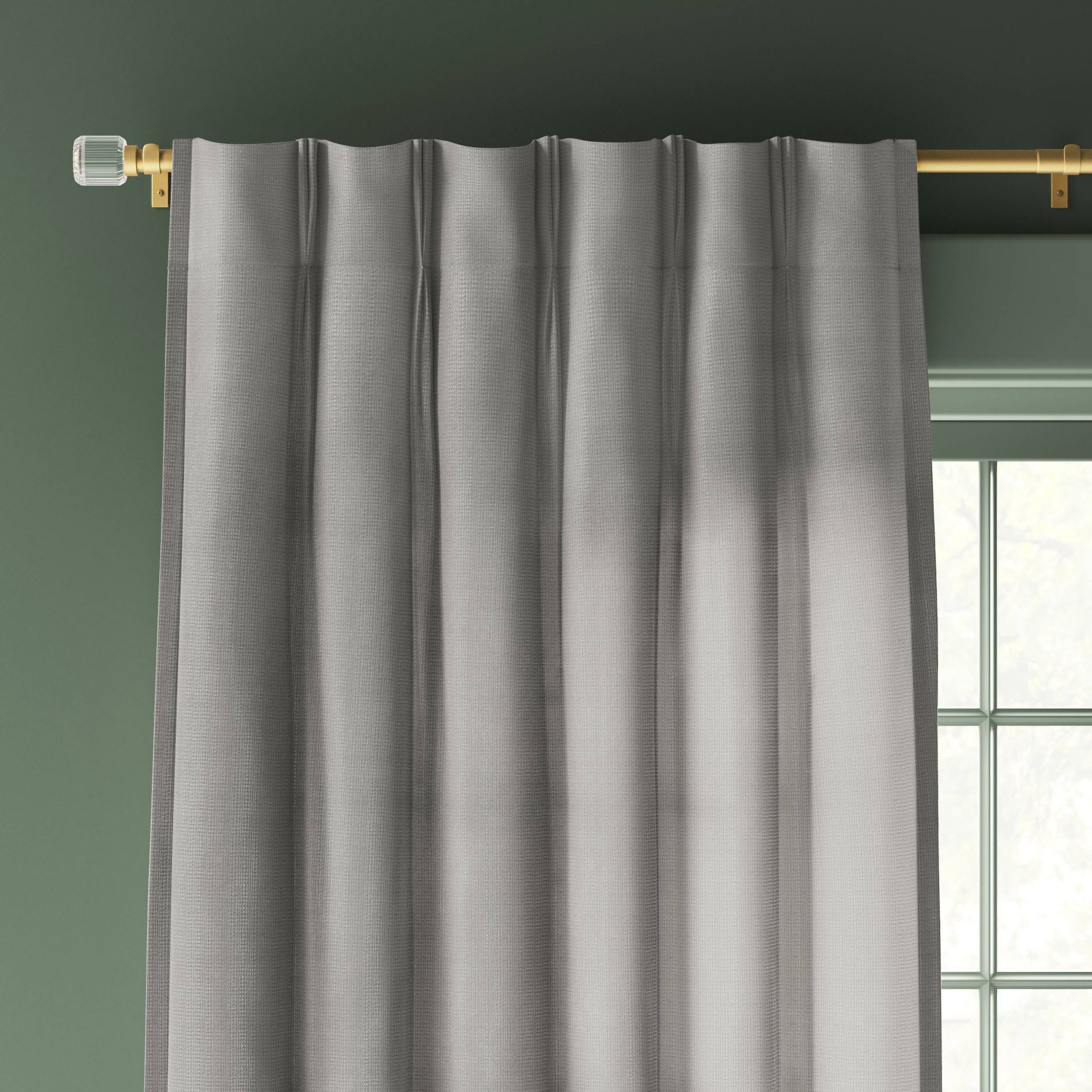 34"x95" Light Filtering Pebble Satin Curtain Panel with Pinch Pleat Gray - Threshold™: Luxury Woven Indoor Decor