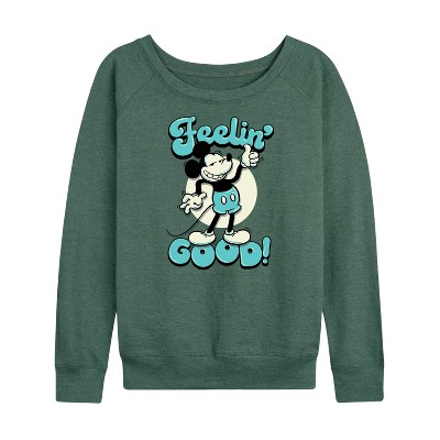 Women's - Disney - Feelin' Good Lightweight French Terry Wide Neck Long Sleeve Shirt