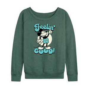 Women's - Disney - Feelin' Good Lightweight French Terry Wide Neck Long Sleeve Shirt - 1 of 4
