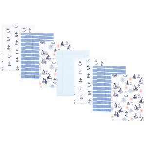 Hudson Baby Cotton Flannel Burp Cloths 7-Pack, Sunshine And Sailboats, One Size - 1 of 4