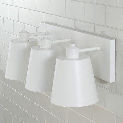 Matte White Metal 3-Light Dimmable Vanity Fixture