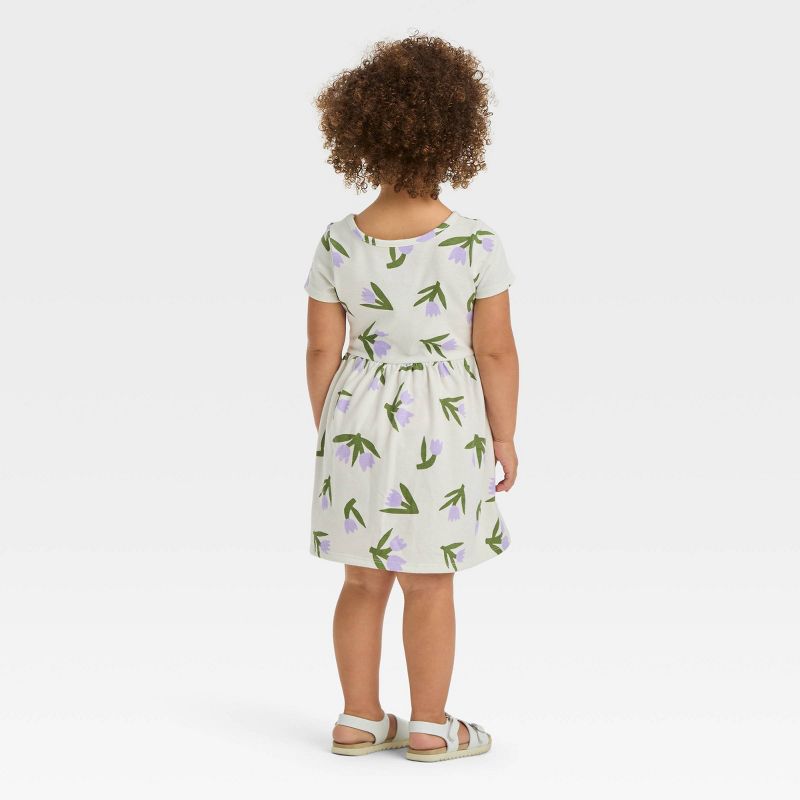 Toddler Girls' Floral Short Sleeve Dress - Cat & Jack™ Cream, 3 of 5