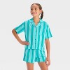 Girls' Short Sleeve Button-Up Pajama Set - art class™ - 3 of 4