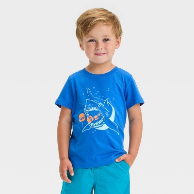 Image of Toddler Boys' Shark Hamburger Short Sleeve Graphic T-Shirt - Cat & Jack™ Blue 4T