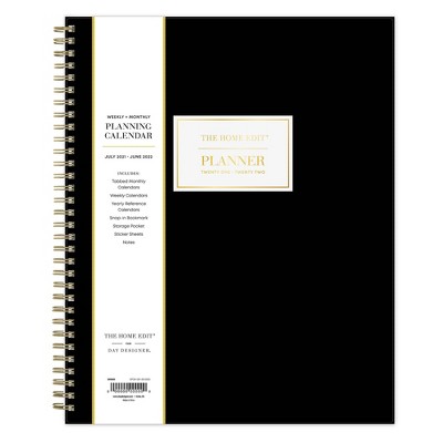 2021-22 Academic Plastic Planner 8.5" x 11" Weekly/Monthly Wirebound Black - The Home Edit