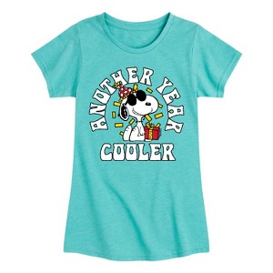 Girls' - Peanuts - Snoopy Birthday Another Year Cooler Fitted Short Sleeve Graphic T-Shirt - 1 of 4