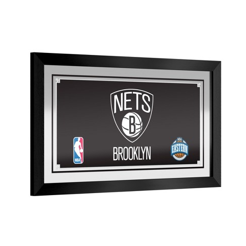 Brooklyn Nets Logo Black Framed Bar Mirror By Trademark Gameroom : Target