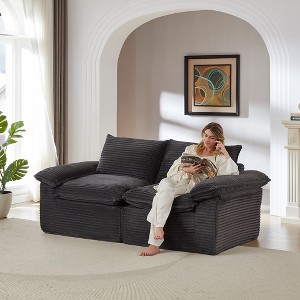 Racxily Modern corduroy cloud sofa, can be freely combined and has a comfortable sitting experience, suitable for modern living room - 1 of 4