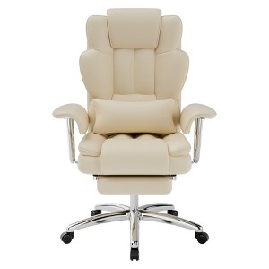 TiramisuBest Beige PU Leather Ergonomic Reclining Office Chair, 500lbs, Budget-Friendly, 360¡ã Swivel - 1 of 4