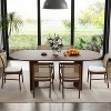 SpassWay 30"H Oval Wood Dining Table Kitchen Table Conference Table with Double Pedestal - 3 of 4