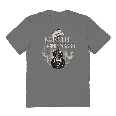 Rerun Island Men's Nashville Guitar Tennessee Short Sleeve Graphic Cotton T-shirt