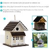 Sunnydaze 9.25" Cozy Home Wood Hanging Bird House with Solar Light Cream - 3 of 4