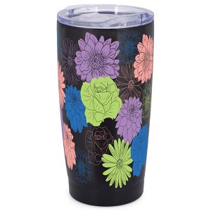 Elanze Designs Daisy Dahlia Rose Bright & Bold Flowers Wrap-Around Design 20 Ounce Stainless Steel On-The-Go Coffee Mug, Thermal Travel Tumbler with - 1 of 4
