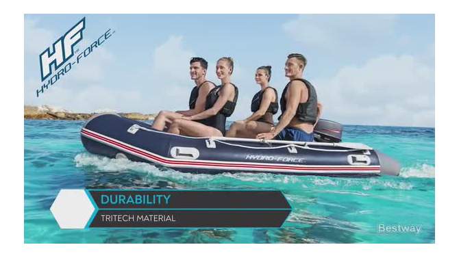 Bestway Hydro-Force Mirovia Pro Inflatable 5 Person Outdoor Water Lake Raft Boat Set with 2 Aluminum Oars, Hand Pump, Pressure Gauge, and Repair Patch, 2 of 8, play video