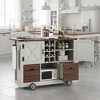 Spassway Kitchen Island with Drop Leaf and Power Outlet Rolling Kitchen Storage Cart on 4 Large Wheels with Spice Rack for Kitchen Dining Room - 3 of 4