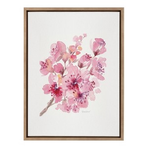 18" x 24" Sylvie Cherry Blossom II Framed Wall Canvas by Patricia Shaw Gold - Kate & Laurel All Things Decor: Modern Botanical Digital Art - 1 of 4