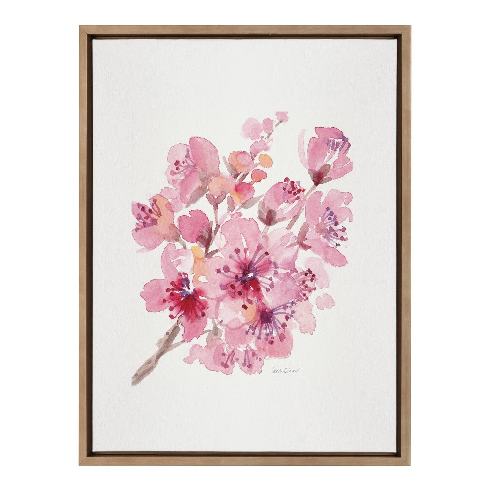 Photos - Other Decoration 18" x 24" Sylvie Cherry Blossom II Framed Wall Canvas by Patricia Shaw Gold - Kate & Laurel All Things Decor: Modern Botanic