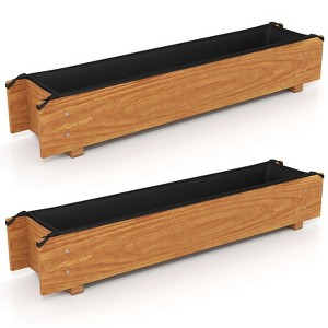 Tangkula 1/2 PCS Wooden Raised Garden Bed w/ Drainage Holes Liner for Vegetable Flower Herb - 1 of 4