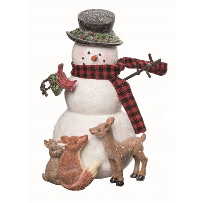 Transpac Resin Multicolor Christmas Busy Snowman Figurine